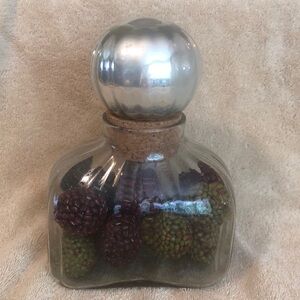 VTG BLOWN GLASS DECANTER WITH MERCURY GLASS STOPPER PERFUME BOTTLE SHAPE 8.5" T